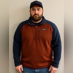 Patagonia Men's Sweater in Rust and Navy